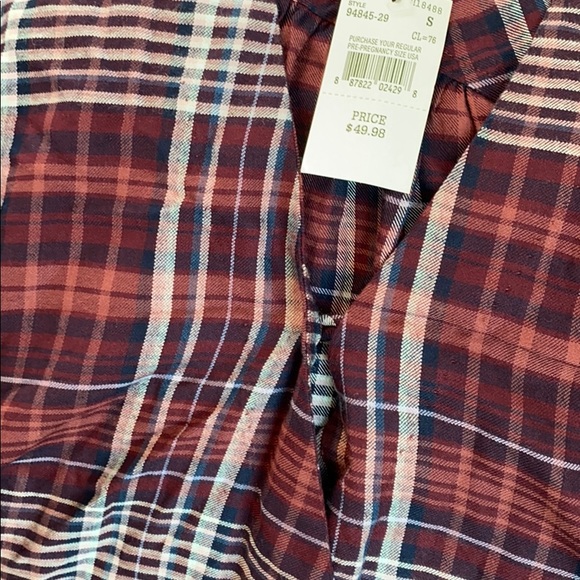 NWT Jessica Simpson plaid pullover nursing top - Picture 7 of 8